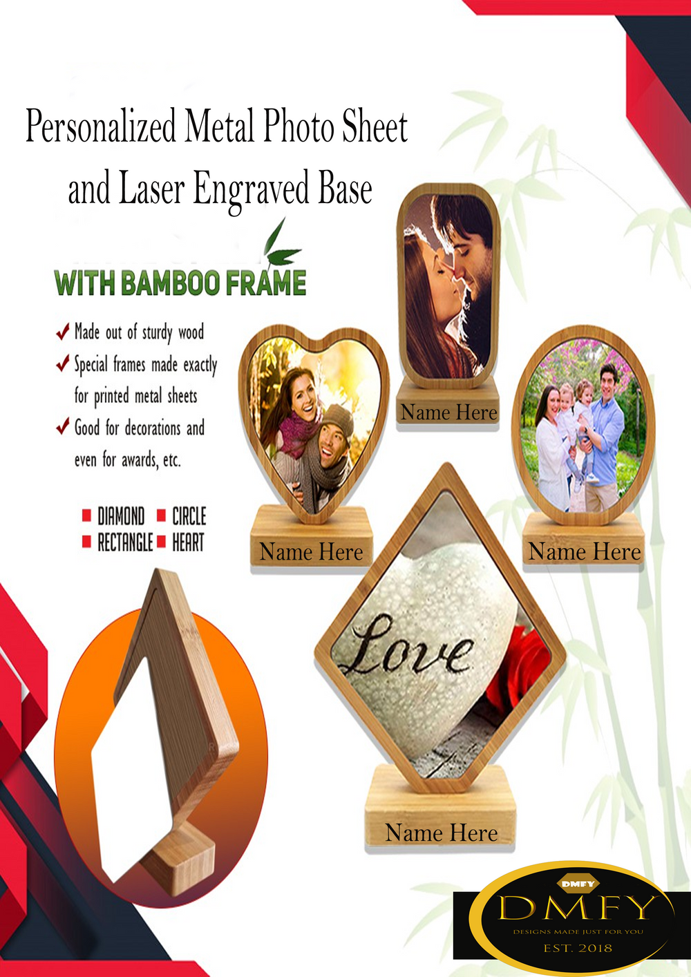 Customized Metal Photo Sheet with LED Bamboo Frame